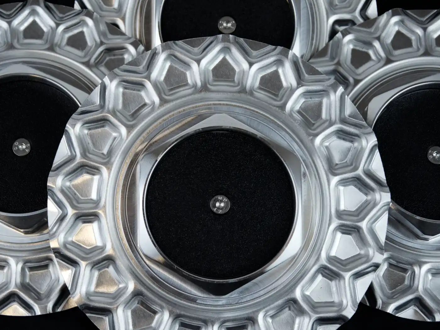 BMW E30 BBS 15″ 16″ Style 5 center caps with aluminium billet hexagons and plates - Image 4