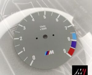 BMW E30 Gray RPM Cluster Face Inspired by the E46 M3 Cluster Design (B05 9000 Gray M)