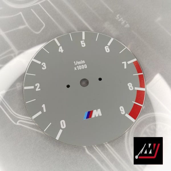 BMW E30 Gray RPM Cluster Face Inspired by the E46 M3 Cluster Design (D07 9000 Gray)
