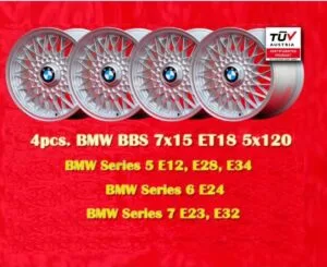BMW BBS Style 7x15" ET20 5x120 Silver M3 E30, 5 E12, E28, E34, 6 E24, 7 E23, E32, E3, E9 (4 Pieces)