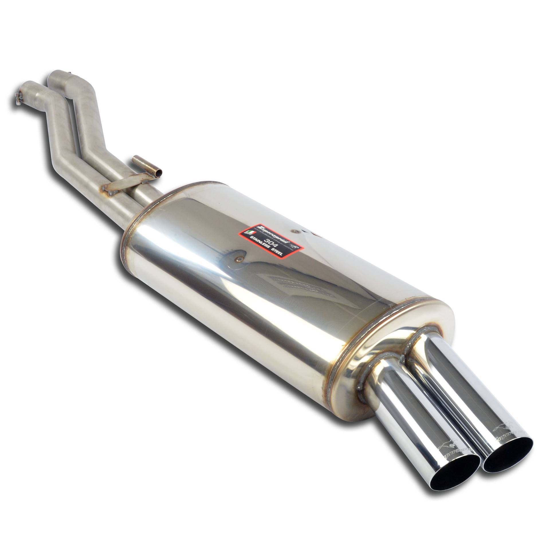 BMW E30 Supersprint Rear Exhaust OO76 100% Stainless Steel System, 2 x Ø60mm - Full Kit Only